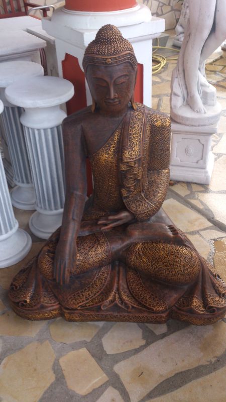 Buddha XXL, großer Steinbuddha, 101 cm Hoch, Park & Gartendekoration, Steinguss, Feng Shui