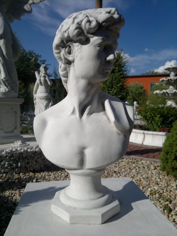Gartenfigur, Büste "David" Geschenkidee, Park & Gartendekoration, Steinguss, Skulptur