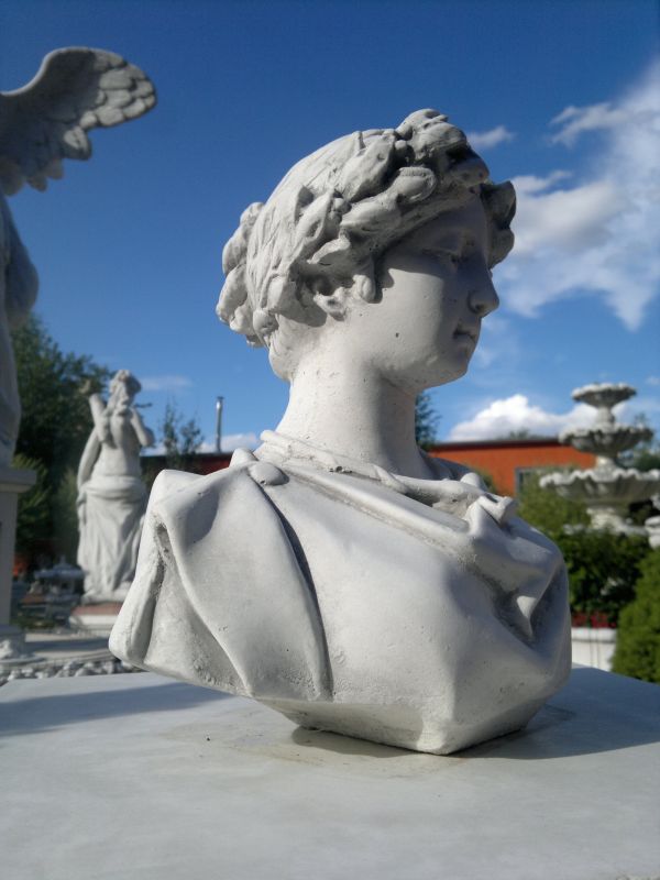 Gartenfigur "Mädchen" Büste, Steinfigur, Skulptur, Park & Gartendekoration, Steinguss