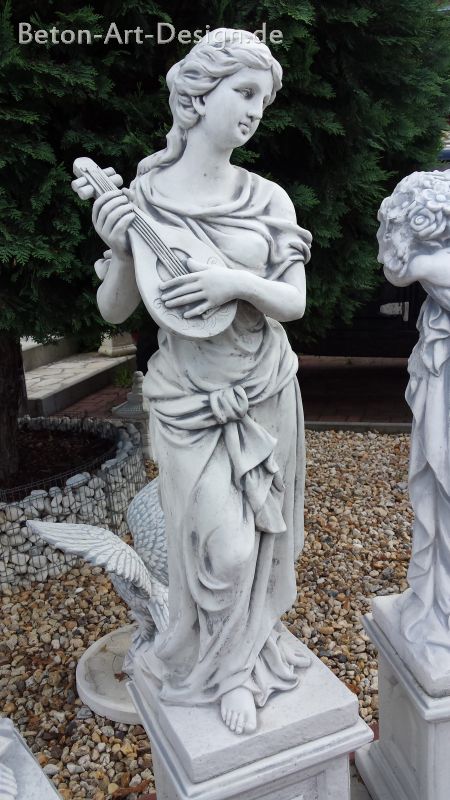 Gartenfigur "Frau mit Mandoline" 118 cm hoch, Statue, Steinfigur, Park & Gartendekoration, Skulptur, Steinguss