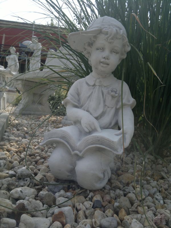 Gartendeko Gartenfigur Mädchen mit Korb 63,5 cm Skulptur Steinguss Menschen