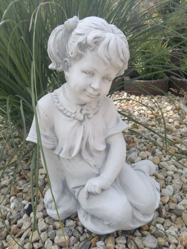 2 Steinfiguren Junge & Mädchen je 36cm 5,4 kg &  6 kg Frostfest Gartenfigur 