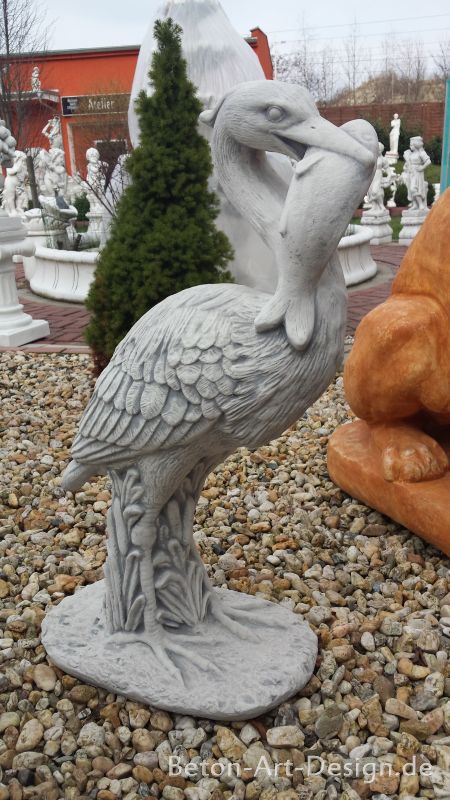 Garden Figure "heron" 88 cm gray patina