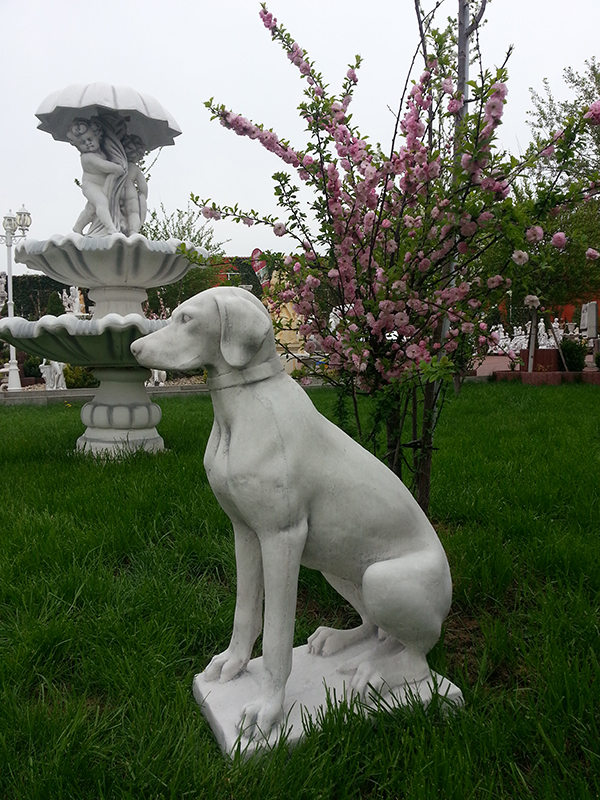 Gartenfigur, Jagdhund, 70 cm Hoch, Steinfigur, Park & Gartendekoration, Statue