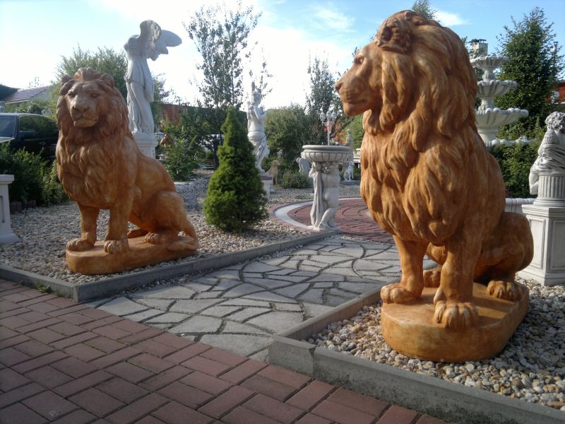 Löwenpaar links & rechts je Löwe 580 Kg, Torwächter, Gartenfiguren, Statuen, Park & Gartendekoration