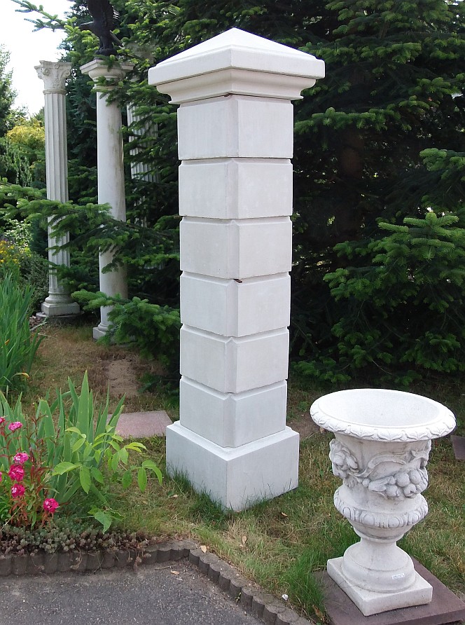 Torpfeiler, Zaunpfeiler, komplett, 215 cm erweiterbar, Park & Gartendekoration, Steinguss, Pfeiler