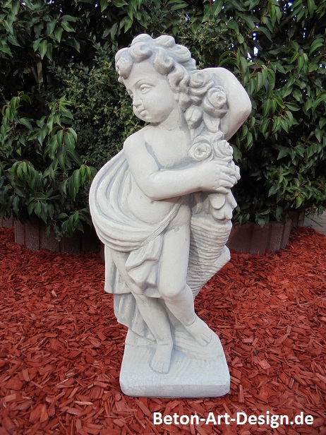 Gartenfigur, Steinfigur "Rosenputte" 70 cm hoch, Skulptur, Park & Gartendekoration, Statue, Steinguss