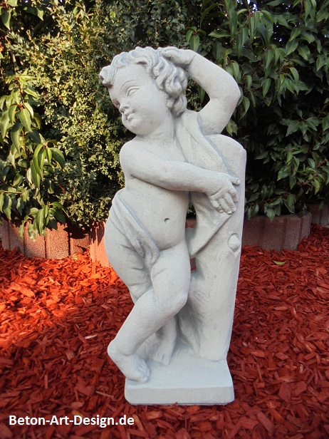 Gartenfigur, Statue, Putte "Winter" 60 cm hoch, Park & Gartendekoration, Skulptur, Steinfigur, Steinguss