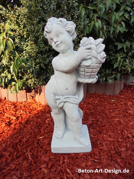 Gartenfigur, Statue, Putte "Frühling" 60 cm hoch, Park & Gartendekoration, Steinfigur, Skulptur, Steinguss