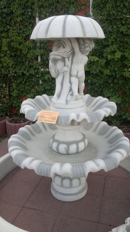 Springbrunnen, Etagenbrunnen, Gartenbrunnen, Kaskadenbrunnen mit Figur, Park & Gartendekoration, Steinguss