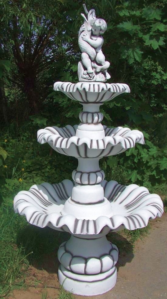 Kaskadenbrunnen mit Brunnenfigur, Steinbrunnen, Gartenbrunnen, Park & Gartendekoration, Steinguss