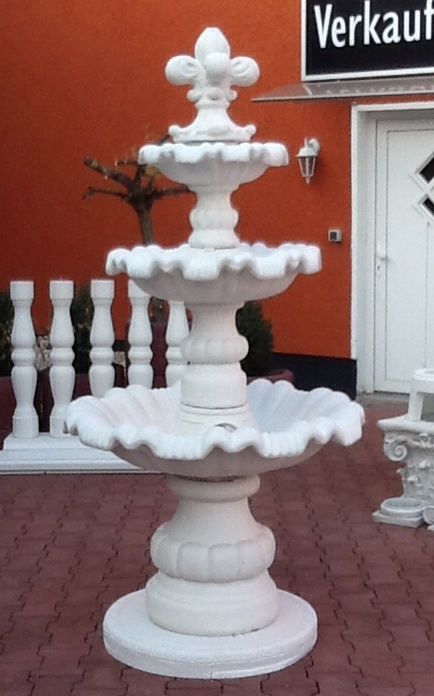 Kaskadenbrunnen mit Brunnenfigur Lilie, Steinbrunnen, Park & Gartendekoration, Steinguss, Springbrunnen