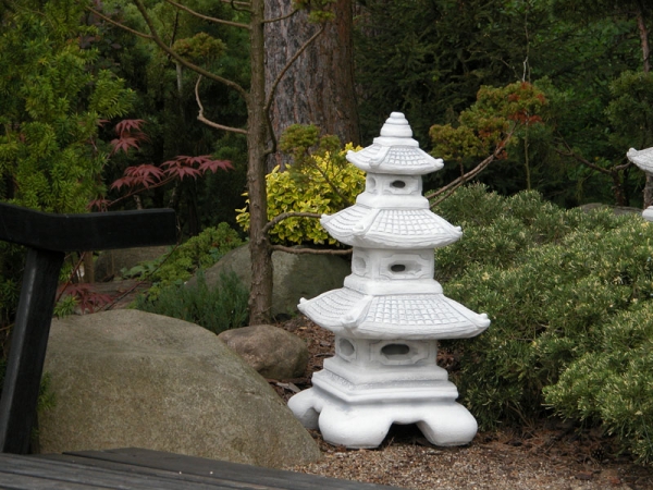 Japanlampe, Steinlaterne, 93 cm hoch, Park & Gartendekoration, Steinguss, Steinlampe