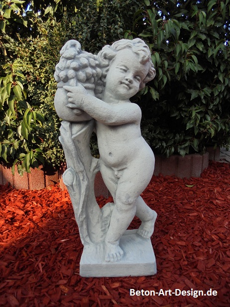 Gartenfigur, Statue, Putte "Herbst" 60 cm hoch, Park & Gartendekoration, Skulptur, Steinfigur, Steinguss