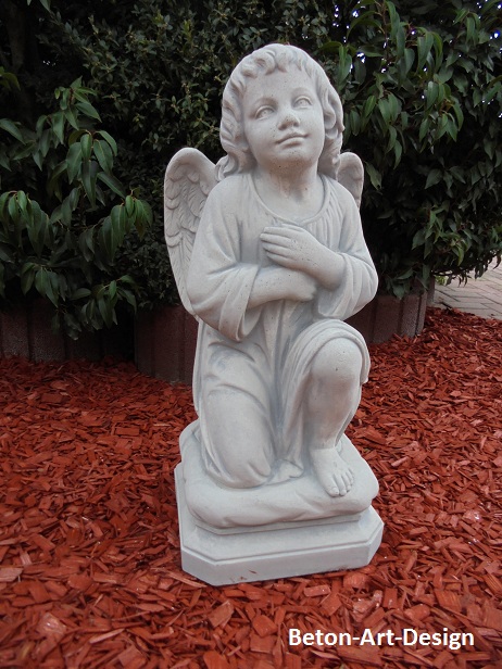 Gartenfigur, Statue, kniender Engel, 60 cm hoch, Grabengel, Park & Gartendekoration, Skulptur, Steinguss