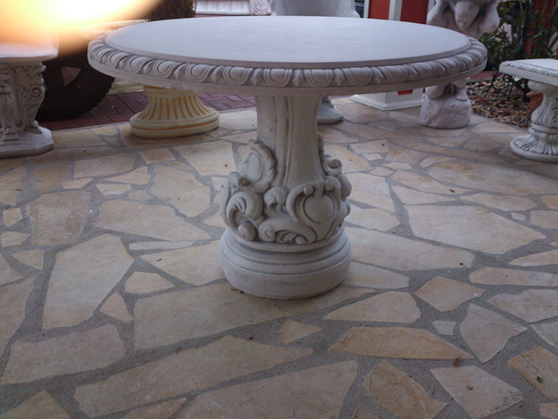 Steintisch, Gartentisch in runder Form im Barockstil, Park & Gartendekoration, Betonmöbel, Steinguss
