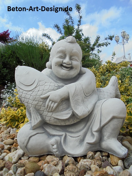 Steinfigur, Gartenfigur, "Chinesischer Fischer" Park & Gartendekoration, Steinguss, Feng Shui