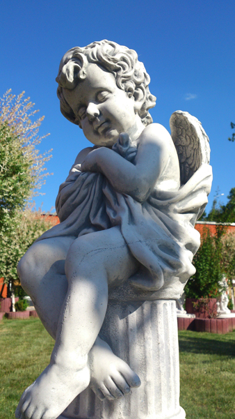Gartenfigur, Engel "schlafend mit Decke" Park & Gartendekoration, Statue, Skulptur, Grabfigur, Steinguss