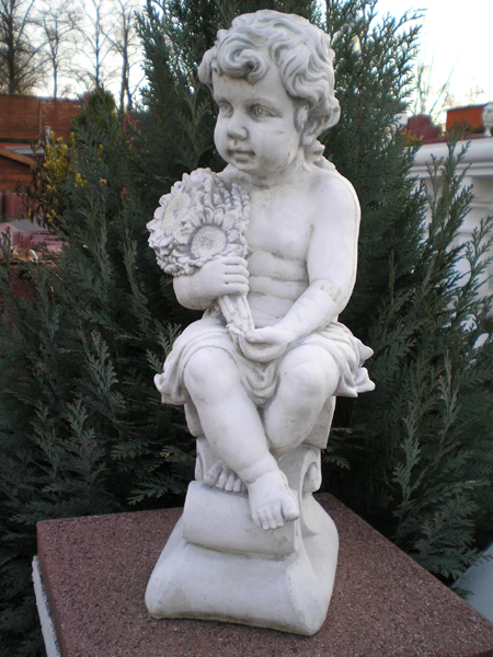 Steinguss Engel auf Sockel Skulpturen Gartendeko Gartenfiguren Steinfiguren 