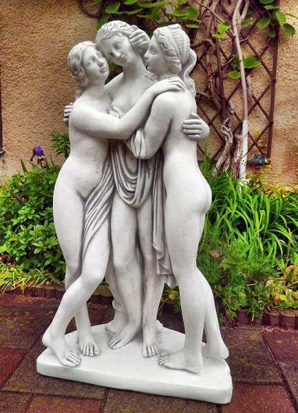 Gartenfigur, Statue, Figurengruppe "3 Grazien" 103 cm groß, Park & Gartendekoration, Steinfigur, Skulptur, Steing