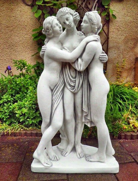 Gartenfigur, Statue, Figurengruppe "3 Grazien" 103 cm groß, Park & Gartendekoration, Steinfigur, Skulptur, Steing