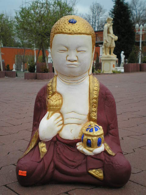 Handbemalter Buddha, Gipsfigur, Dekoration für Haus / Hof / Geschäft