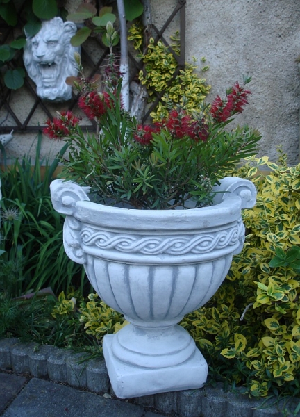 Pflanzschale, Pflanzkübel mit griechischem Muster, Amphore, Park & Gartendekoration, Steinguss
