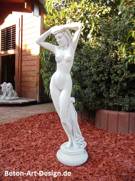 Eva sitzend Akt Frau Gartenfiguren Skulpturen Statuen Steinguss Wasserspiel 62cm