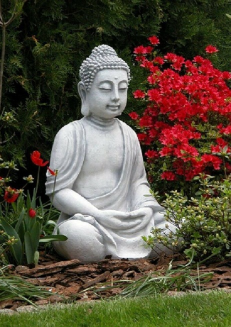 Gartenfigur, Steinfigur, Buddha, Höhe: 66 cm, Park & Gartendekoration, Steinguss, Feng Shui