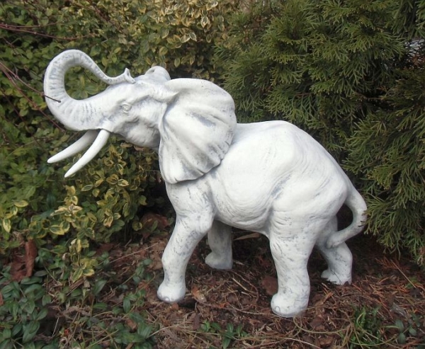 Gartenfigur, Steinfigur "Elefant" 47 cm hoch, Park & Gartendekoration, Skulptur, Steinguss