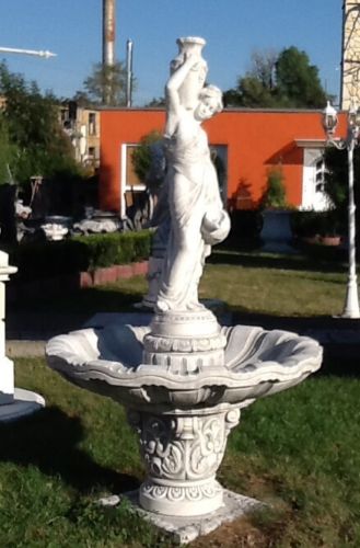Steinbrunnen mit Brunnenfigur, Springbrunnen, Park & Gartendekoration, Steinguss, Brunnen