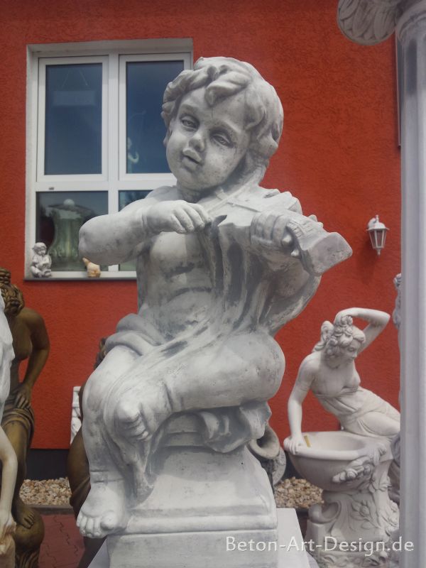 Gartenfigur, Grabfigur, Engel mit Violine XL, Park & Gartendeko, Statue, Skulptur, Steinfigur, Steinguss