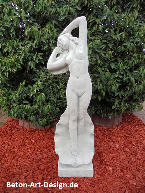 Gartenfigur "Frau in Muschel" 108 cm hoch, Park & Gartendekoration, Steinfigur, Statue, Skulptur, XXL, Steinguss
