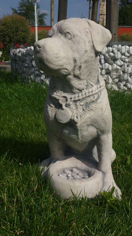 Gartenfigur Hund mit Napf - total süß !! 11 kg, Skulptur, Park & Gartendekoration