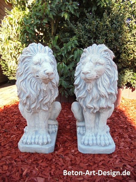 Gartenfiguren, Löwenpaar je 53 cm Park & Gartendekoration, Steinfiguren, Skulpturen