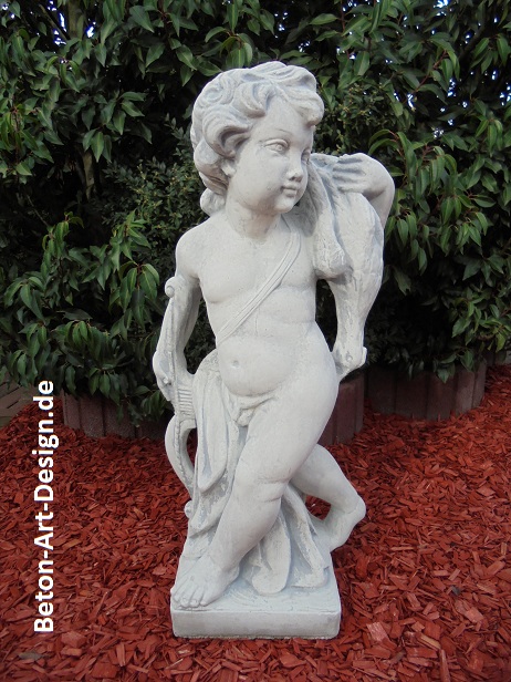 Gartenfigur, Statue, Putte "zur Jagd" 81 cm hoch, Park & Gartendekoration, Steinfigur, Skulptur, Steinguss