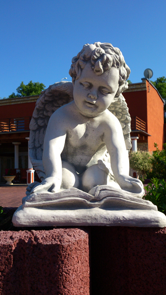 Gartenfigur, "Engel mit Buch" Steinfigur, Park & Gartendekoration, Skulpturen, Steinguss