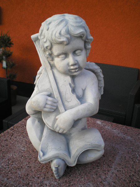 Gartenfigur, "süsser Engel spielt Violine" Park & Gartendekoration, Steinfigur, Skulptur, Steinguss