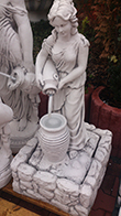 Steinbrunnen "Mädchen am Brunnen" Gartenbrunnen mit Figur, Steinguss, Park & Gartendekoration